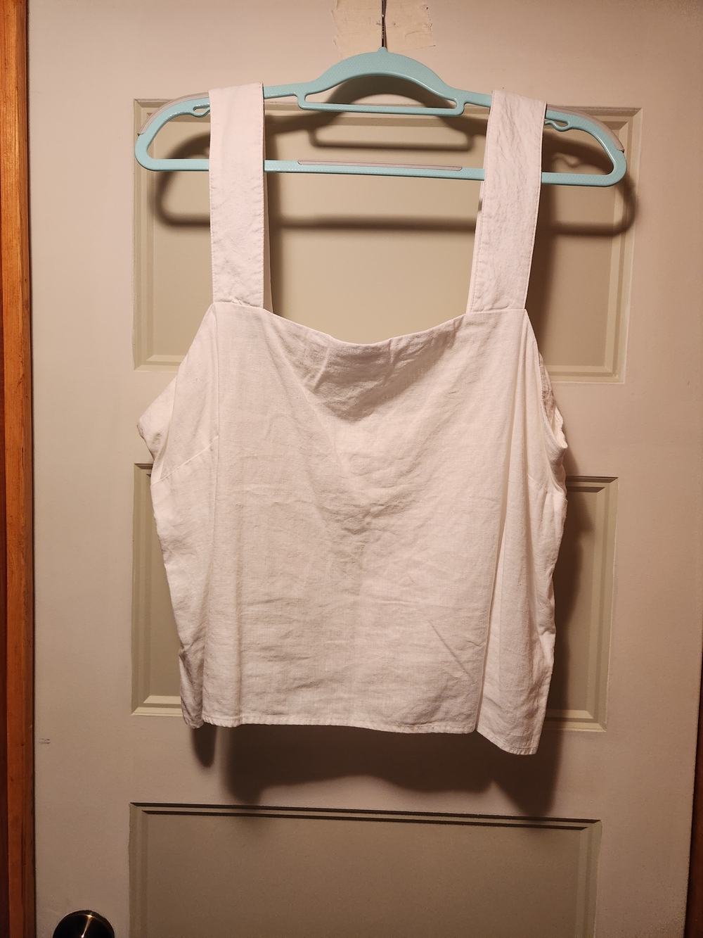 Banana Republic White Linen-Blend Square Neck Tank